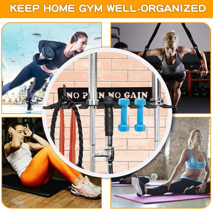 Gym Home Rack 8 Hook Wall-mounted Organizer Multi-Purpose Workout Gear Heavy-Duty Wall Hanger Storage for Resistance Bands, Lifting Belt, Fitness Bands, Jump Ropes, Chains Accessory Storage