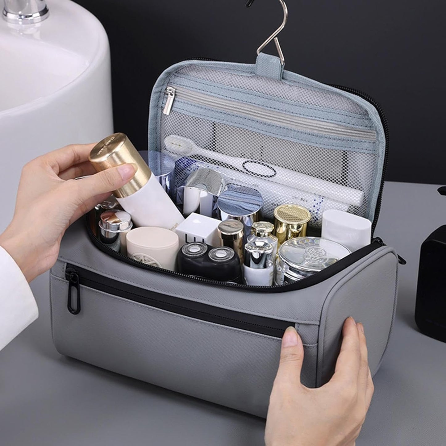 Toiletry Bag for Men â€“ Waterproof Shaving Kit, Compact Wash Bag | Portable Hygiene Organizer, Travel Grooming Pouch, Bathroom Storage Case, Menâ€™s Cosmetic Kit for Business Trips, Gym, Travel Use