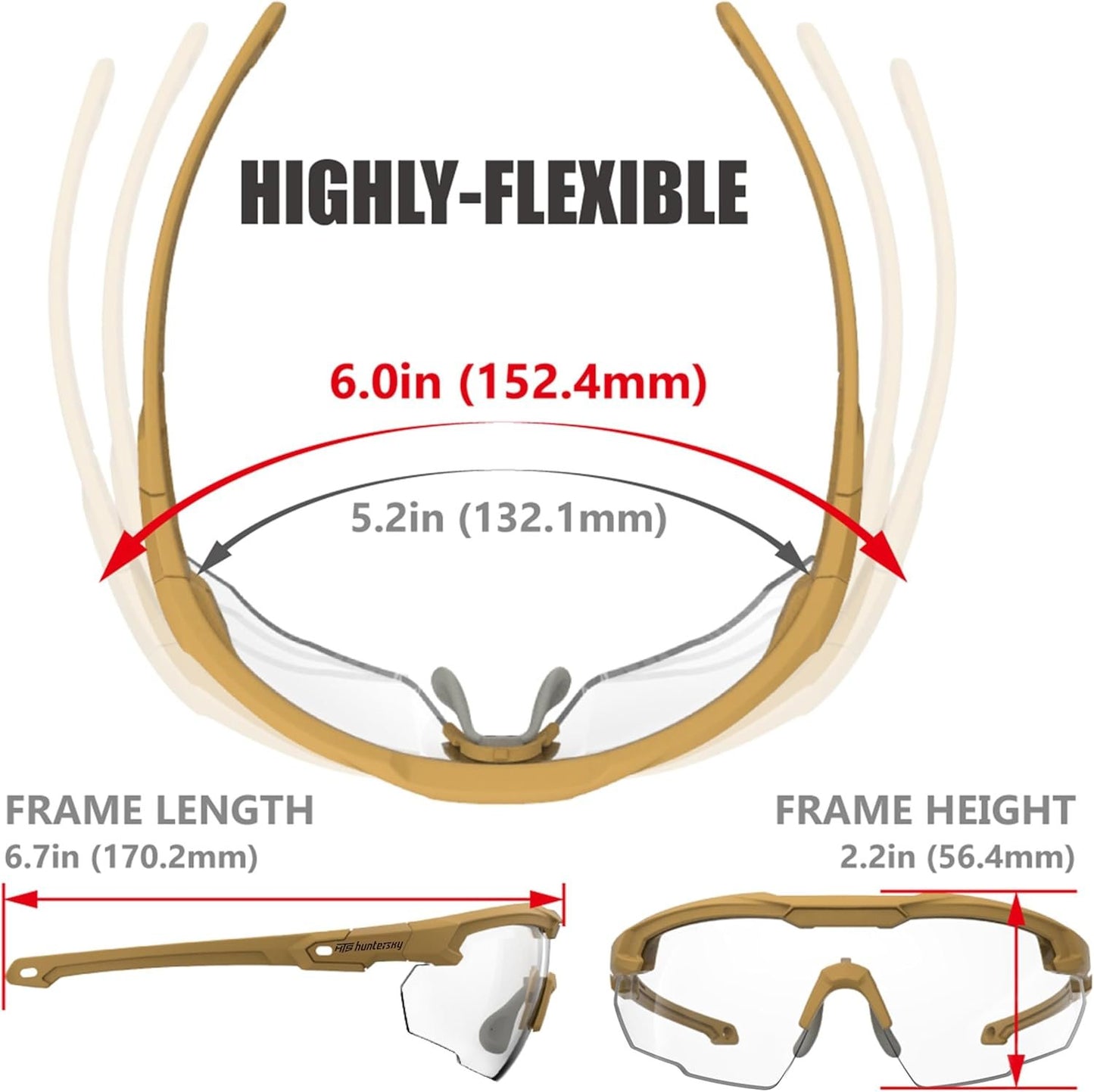 HTS HUNTERSKY Shooting Range Glasses S57 mil-prf-31013 mil-prf-32432 shooter glasses with range glasses men Ballistic Impact Protection OSHA Swat