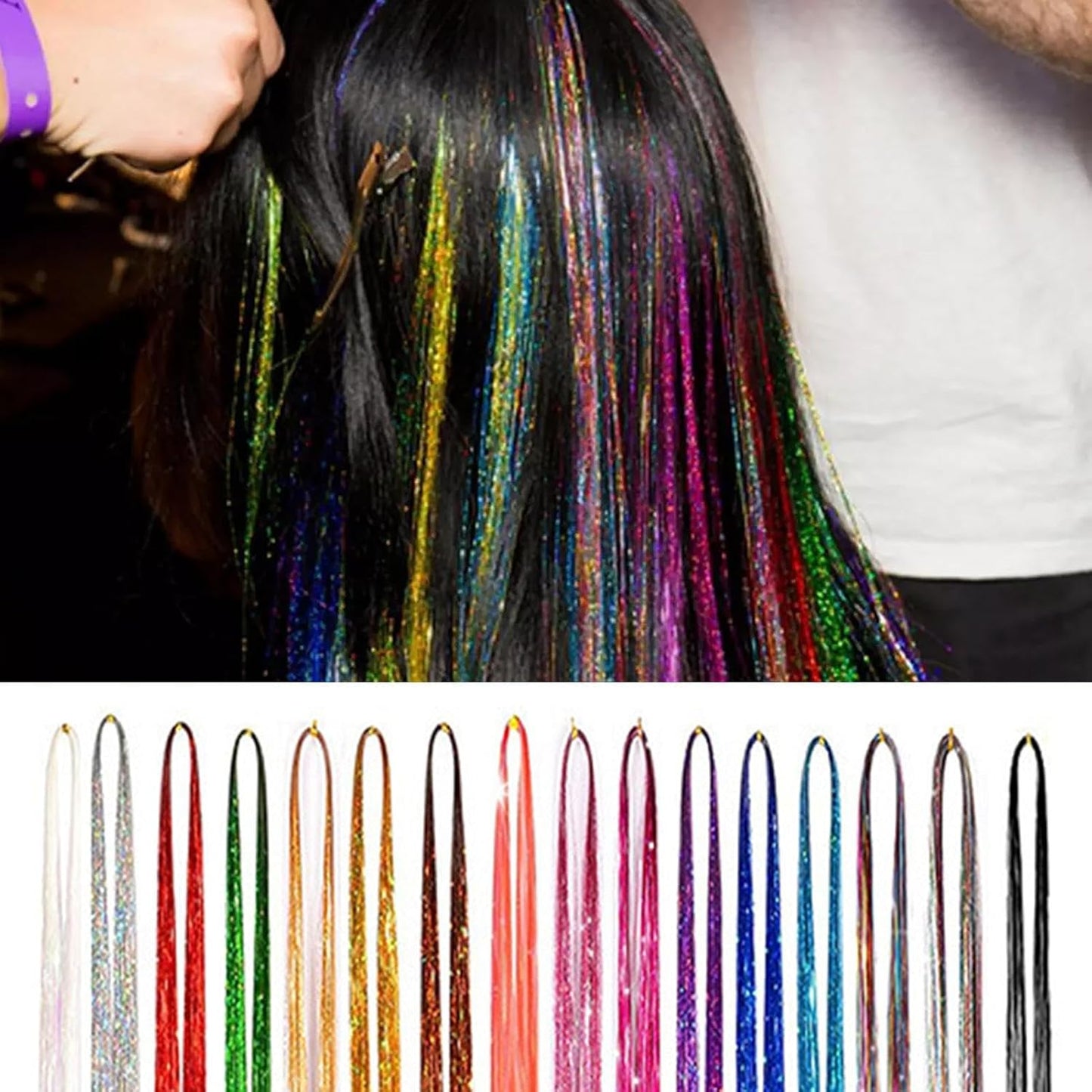 Kit Con Fili Luminosi Per Capelli Ragazze | Set Brillante Per Decorazioni Capelli,Accessori Cosplay Con Glitter Resistente Al Calore E Attrezzi Per Natale Halloween Matrimoni Compleanni E Uso Quotidia