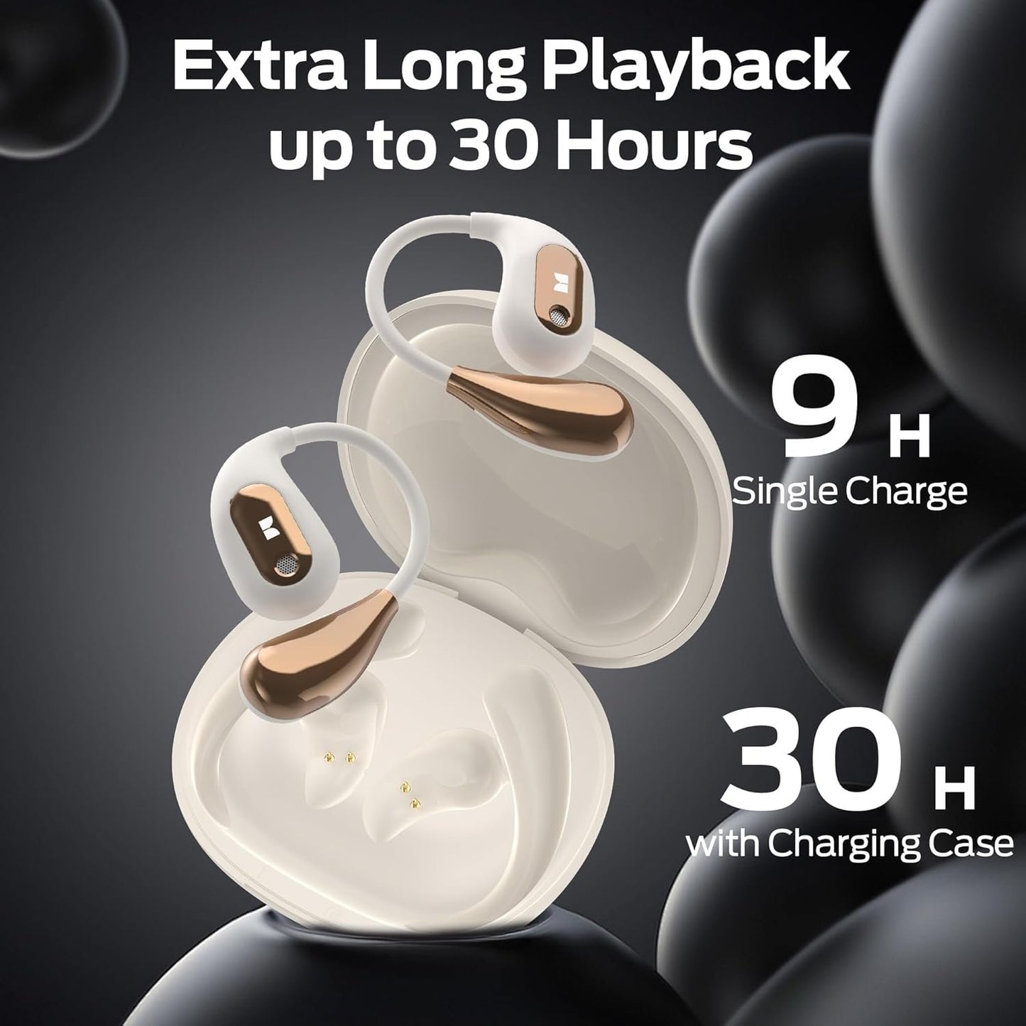 Monster Open Ear AC210 Ear Buds, Bluetooth 5.4 Earphones Stereo Sound, Wireless Headphones 30 Hours Playback, Type-C Charging, HD Clear Calls, Touch Control, IPX5 Waterproof Open Ear Earbuds,White