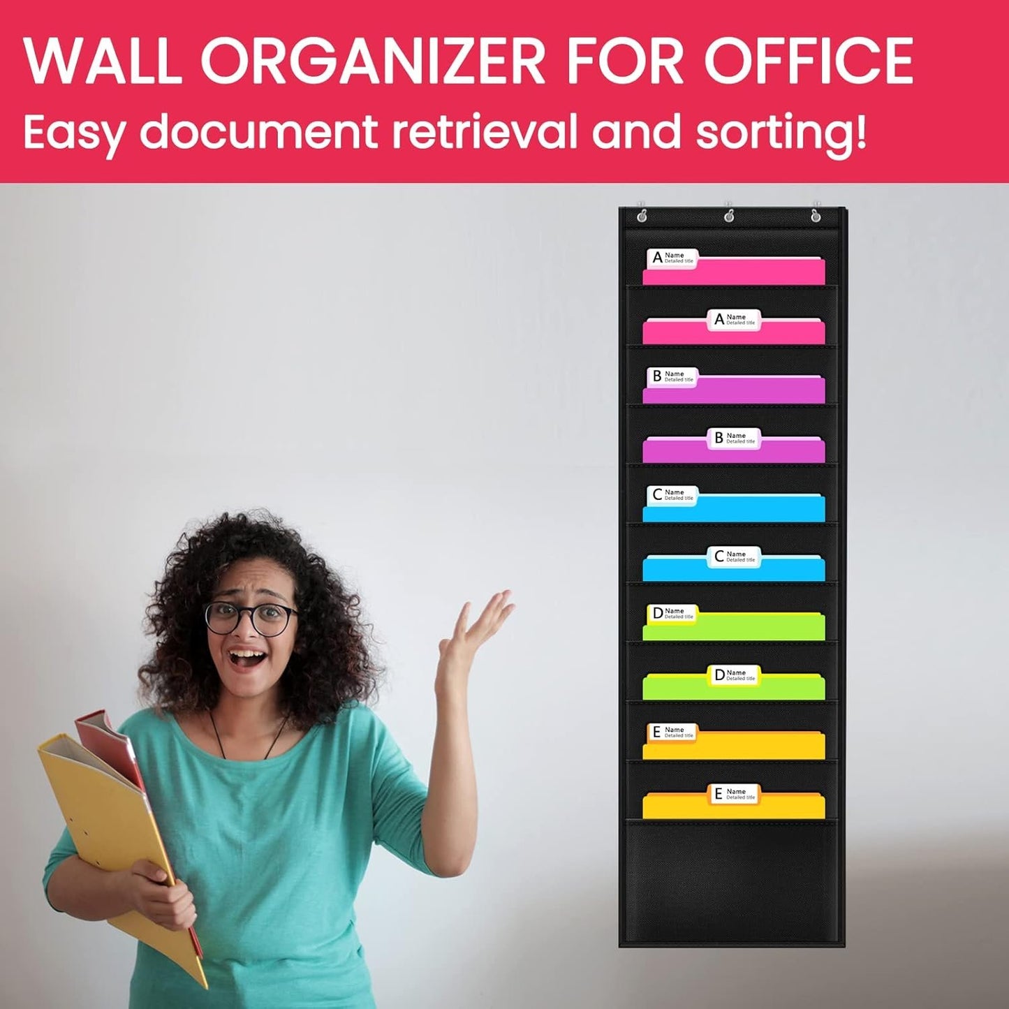 Godery W1-10 Perfect for Home Organization, School Pocket Chart, Office Bill Filing. Wall or Over Door Mount