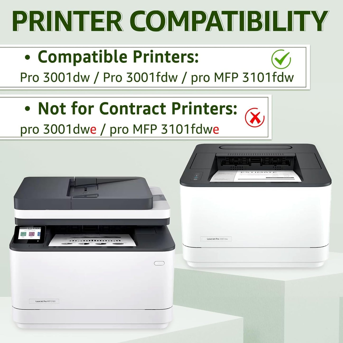 greencycle 138A W1380A Compatible Black Toner Cartridge [with Chip] Replacement for HP 138A 138X W1380A W1380X Work with Laser Jet Pro 3001dw 3001fdw MFP 3101fdw Series Printer Ink ( 4-Pack )