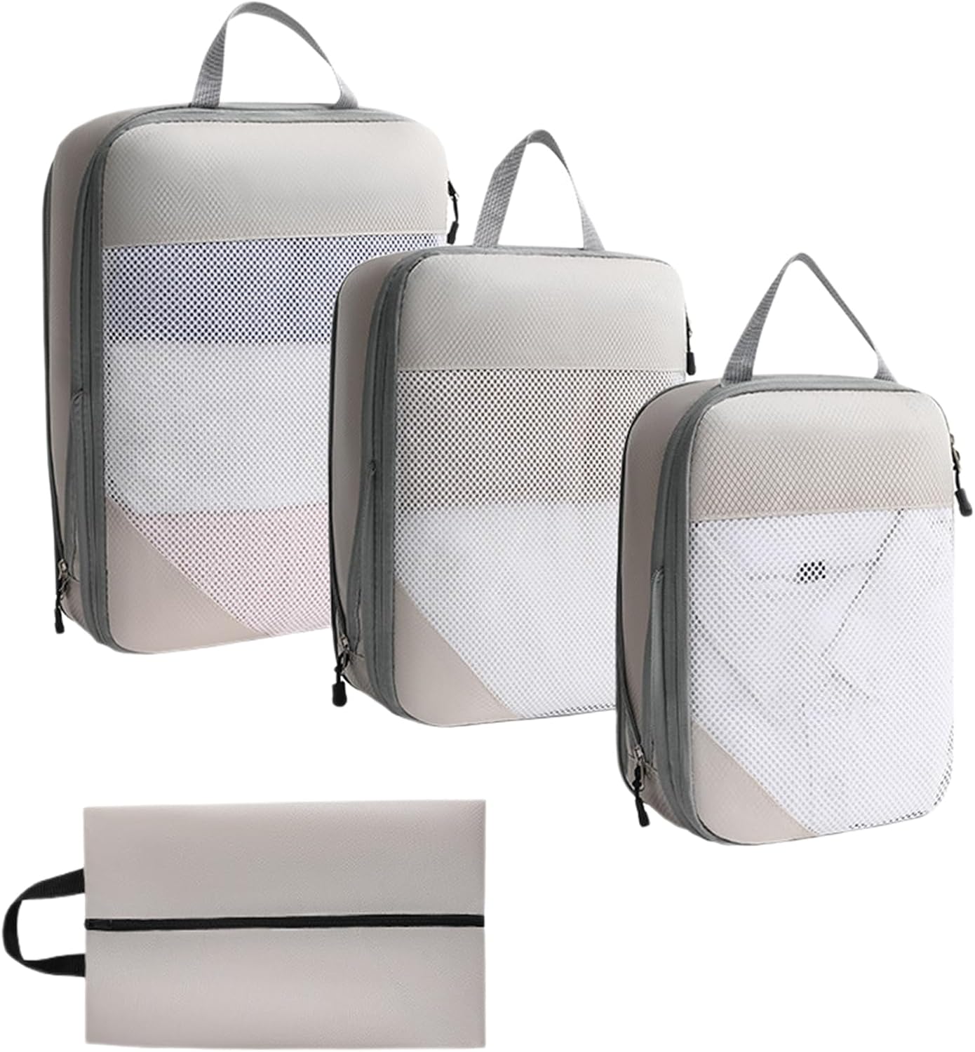 Compression Packing Cubes For Travel - 4-Piece Lightweight Luggage Organizer Set | Space-Saving Suitcase Cubess For Clothes, Ideal Travell Accessories For Packing Efficiency And Organization