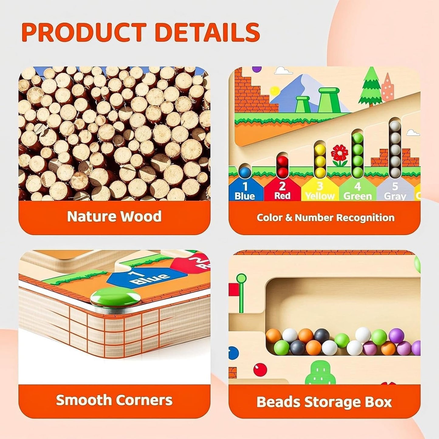 Magnetic Color and Number Maze, Montessori Toys for 3+ Year Old, Wooden Puzzle Activity Board, Learning Educational Counting Matching Toys for Toddlers and Kids Boys Girls Preschoolers 3 4 5 Years Old