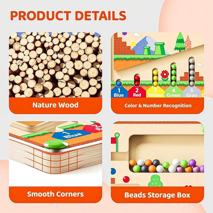 Magnetic Color and Number Maze, Montessori Toys for 3+ Year Old, Wooden Puzzle Activity Board, Learning Educational Counting Matching Toys for Toddlers and Kids Boys Girls Preschoolers 3 4 5 Years Old