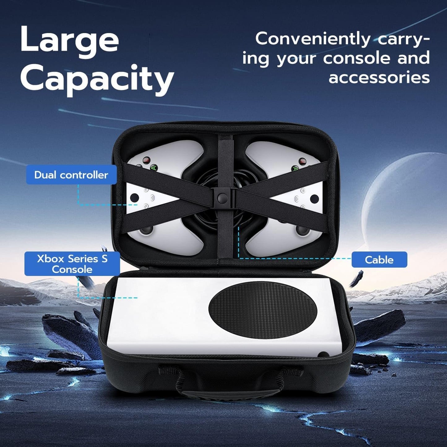 Mcbazel Hard Carrying Case for Xbox Series S, Travel Case Storage Bag for Xbox Series S Console Wireless Controller & Gaming Accessories - Black