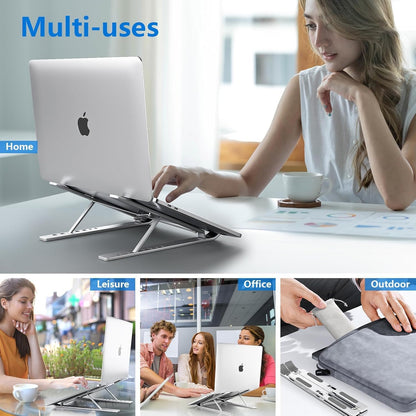 Laptop Stand, HLculture Portable Adjustable Tablet Stand, Foldable Aluminum Laptop Holder Riser, Compatible with MacBook Air, MacBook Pro, HP, More 10-15.6" Laptops & Tablet (Silver-2Pack)