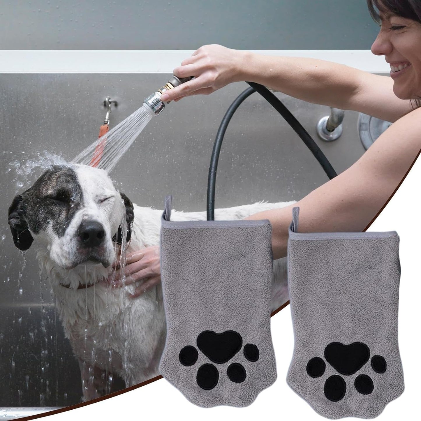 Nuyhgtr Grooming Gloves Cats, 2X Double-Sided Cat Grooming Glove, Quick Drying Bath Towel Pet Care Tool, Ideal for Long-Haired Feline, Daily Cleaning, Travel, Home, Bathroom, Outings