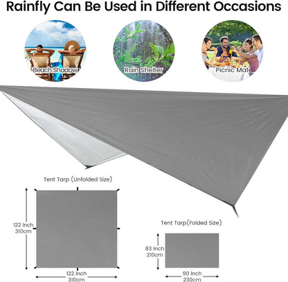 Portable Double Camping Hammock,2 Person Nylon Parachute Hammock with Mos-Quito Net Outdoor Hammocks Tent with Waterproof Rainfly Awning for Outdoors Camping Backpacking Hiking Travel