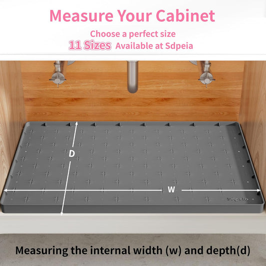 Sdpeia Under Sink Mat for [34" x 22"] Cabinet, Upgraded Silicone Waterproof Kitchen Cabinet Liner Cabinet Protector Kitchen Organizers and Storage