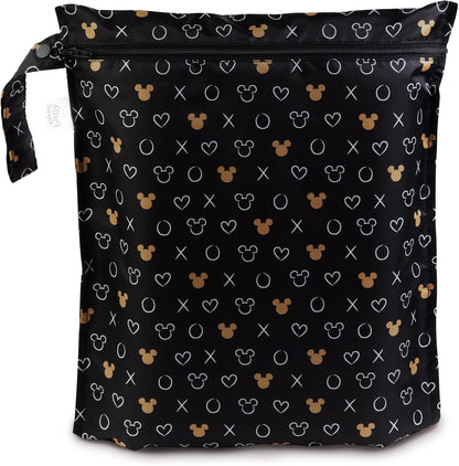 Bumkins Waterproof Wet Bag, Washable, Reusable for Travel, Beach, Pool, Stroller, Diapers, Dirty Gym Clothes, Wet Swimsuits, Toiletries – Disney Minnie Mouse Icon