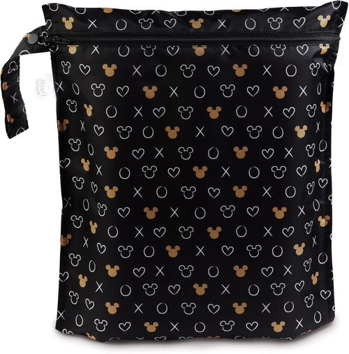 Bumkins Waterproof Wet Bag, Washable, Reusable for Travel, Beach, Pool, Stroller, Diapers, Dirty Gym Clothes, Wet Swimsuits, Toiletries – Disney Minnie Mouse Icon