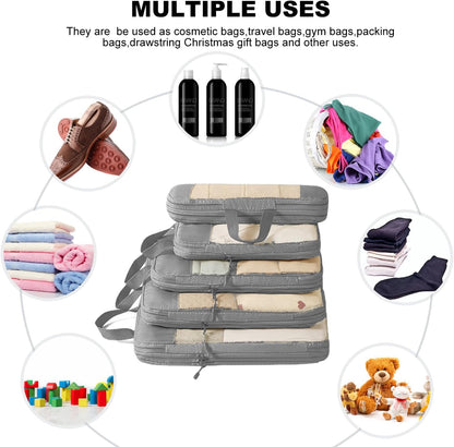 GIOD Compression Packing Cubes Set, 9 Pcs Travel Packing Organisers, Ultra -light Extended Waterproof Storage Bag, Suitcase Storage Bag, Clothes and Shoes Travel Bags, Travel Accessories (Grey)