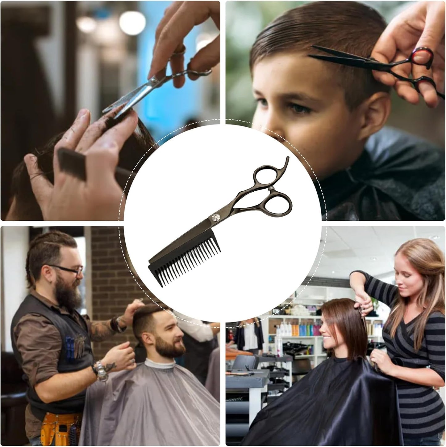 Forbici da Parrucchiere | Attrezzi Per Taglio Capelli - Forbici Sfoltitrici 2 in 1 con Pettine Rimovibile per Uomo Donna Taglio Capelli a Casa Viaggio Parrucchieri Salone Domestico Cura Personale