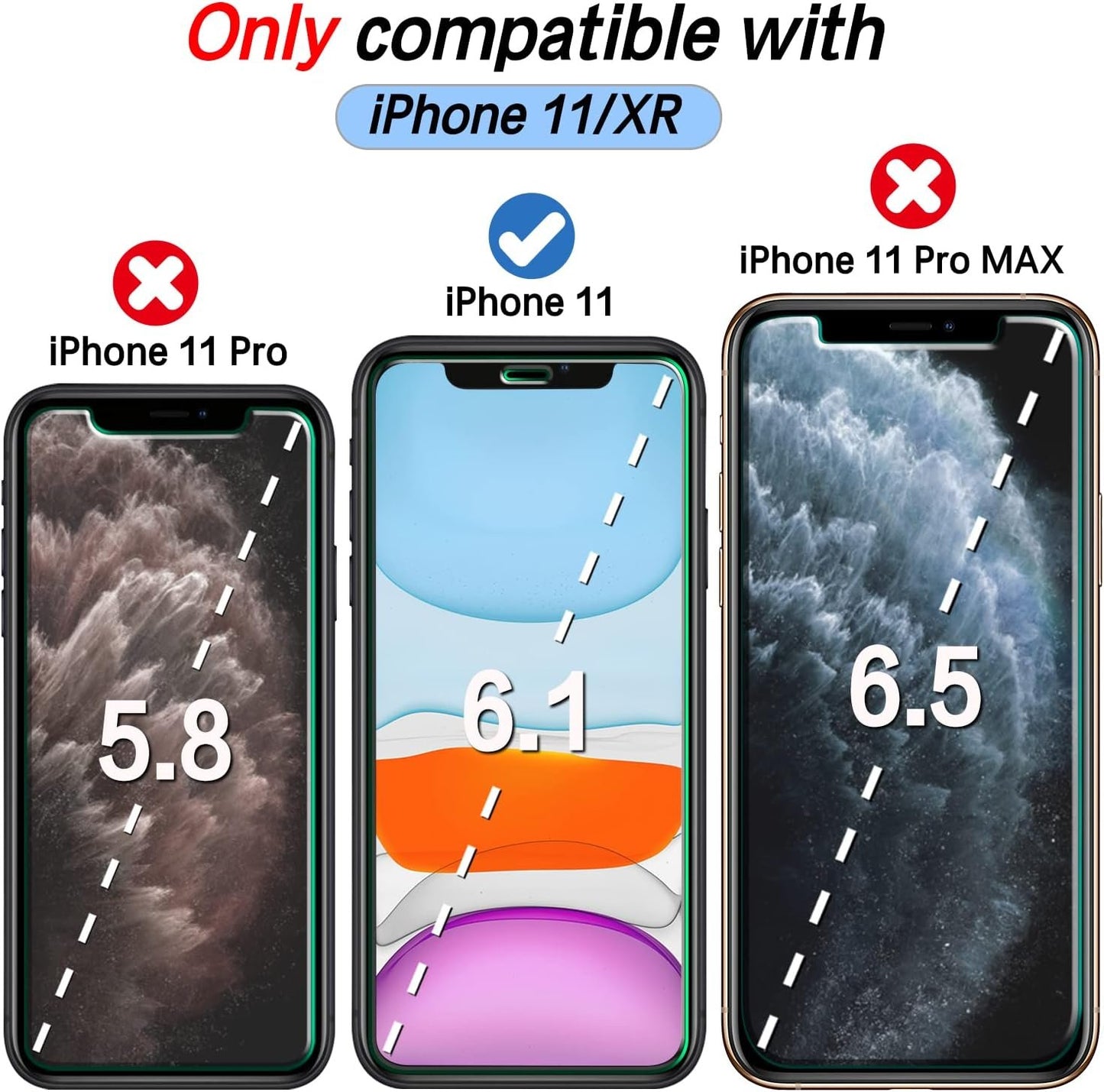 [2-Pack] HPTech Screen Protector Compatible for iPhone 11 and iPhone XR Tempered Glass 6.1-inch, Case Friendly, Anti-Scratch
