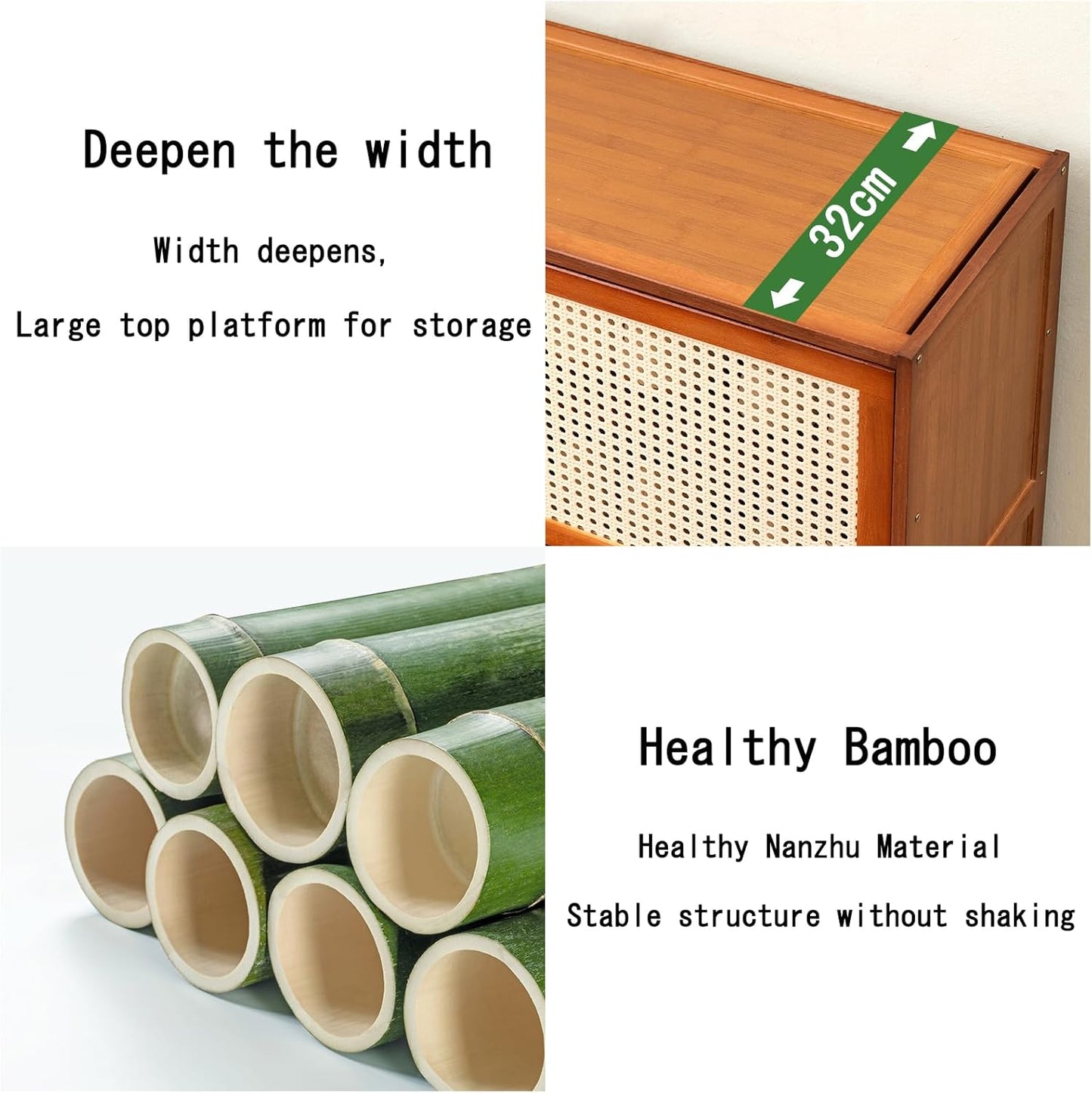 Elegante scarpiera in bambù - Organizer Traspirante con Ante per corridoi e camere da Letto, Mobile salvaspazio, Soluzione Perfetta per riporre Gli Oggetti all'Ingresso