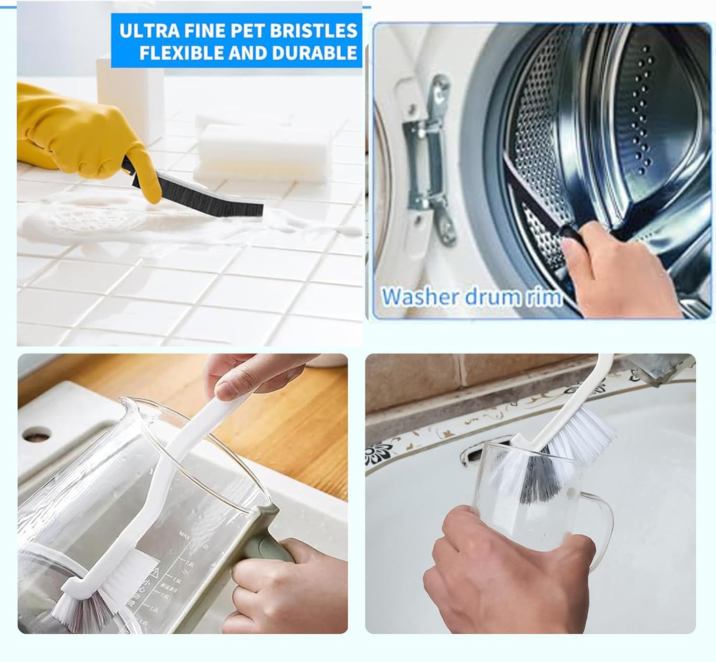 11 Pcs Crevice Cleaning Brushes, Scrub Brush Toliet Cleaner, Grout Brush Set Clean Tools for Groove Corner, Home Essentials, Hard Bristle Cleaning Supplies for Kitchen, Bathroom and Toilet