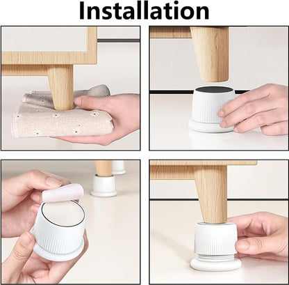 SagaSave 4 Pieces Adjustable Furniture Risers Bed Risers 4-6.3cm Non-Slip Risers for Sofa Bed Table Chair Risers (White)