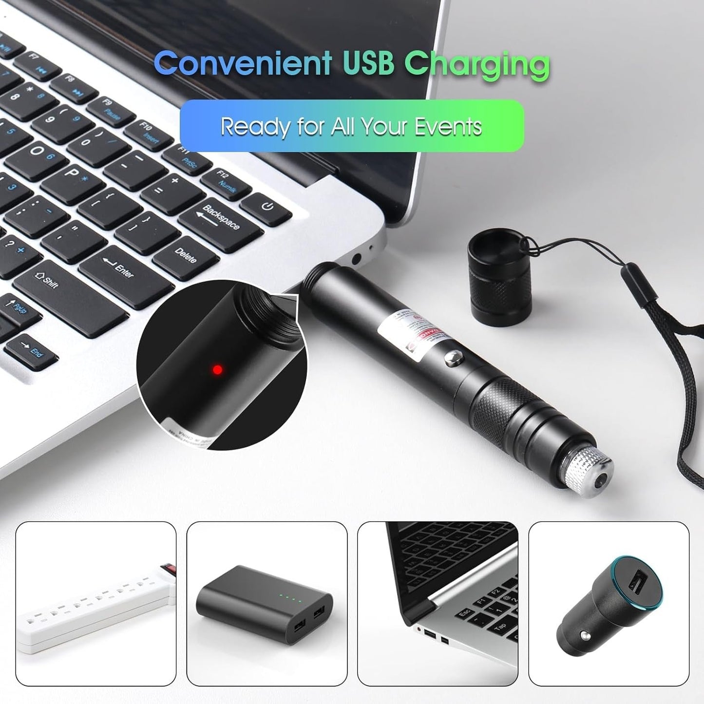Rechargeable Low-Powered Laser Flashlight Long Distance Range for TV/LED/LCD Screens Tactical Flashlights Presentation Office/Outdoors/Astronomic/Construction
