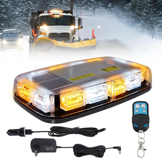 TIPHOPE Wireless Rechargeable Rooftop Beacon Strobe Lights,48LED 17 Flashing Modes,Hi/Lo Brightness,Amber White Emergency Hazard Warning Light with Home/Car Charger for Trucks Vehicles-1 Pack