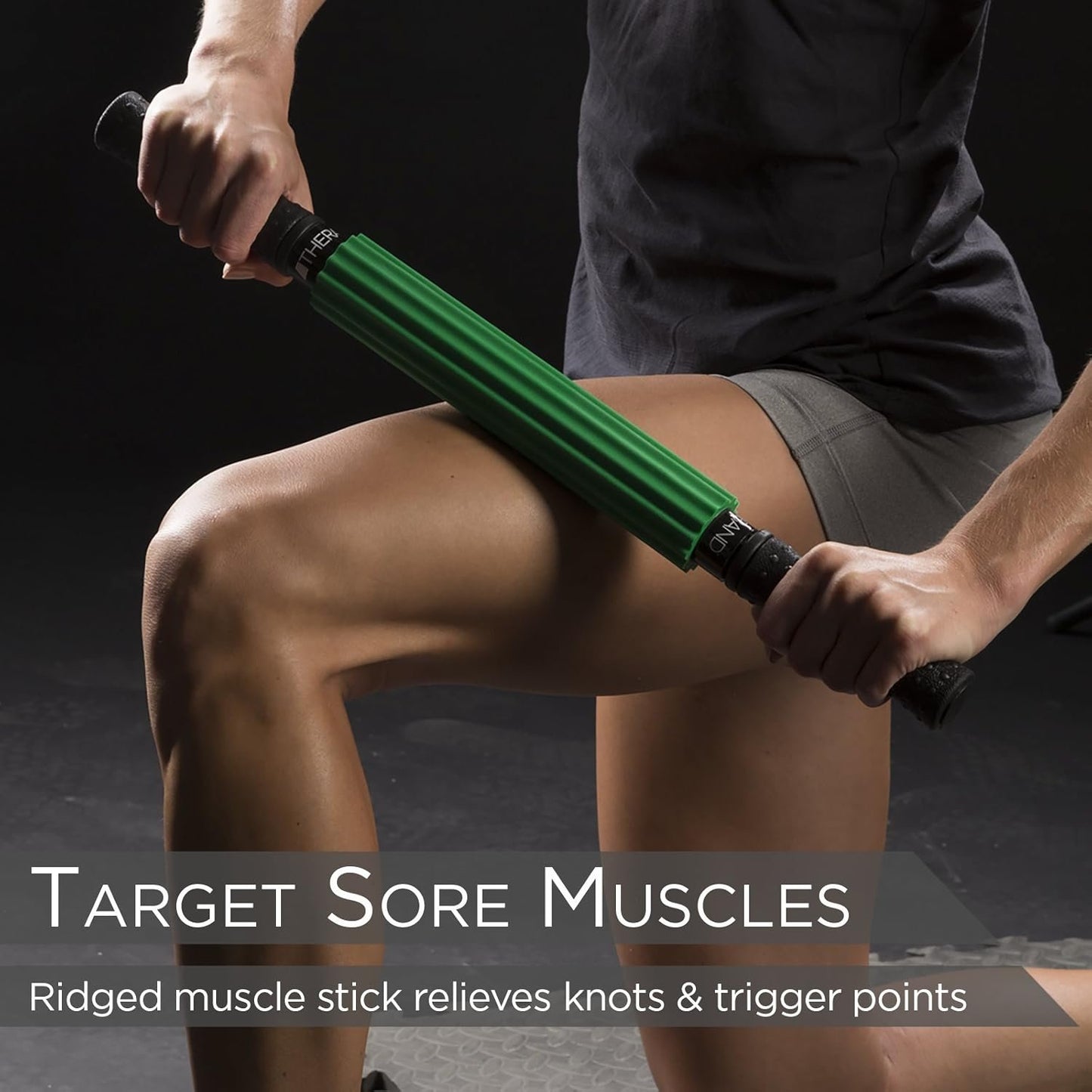TheraBand Roller Massager +, Muscle Roller Stick for Self-Myofascial Release, Deep Tissue Massage Rolling Pin, Trigger Point Release, Muscle Soreness, Best Gift for Runners, Athletes, Crossfit