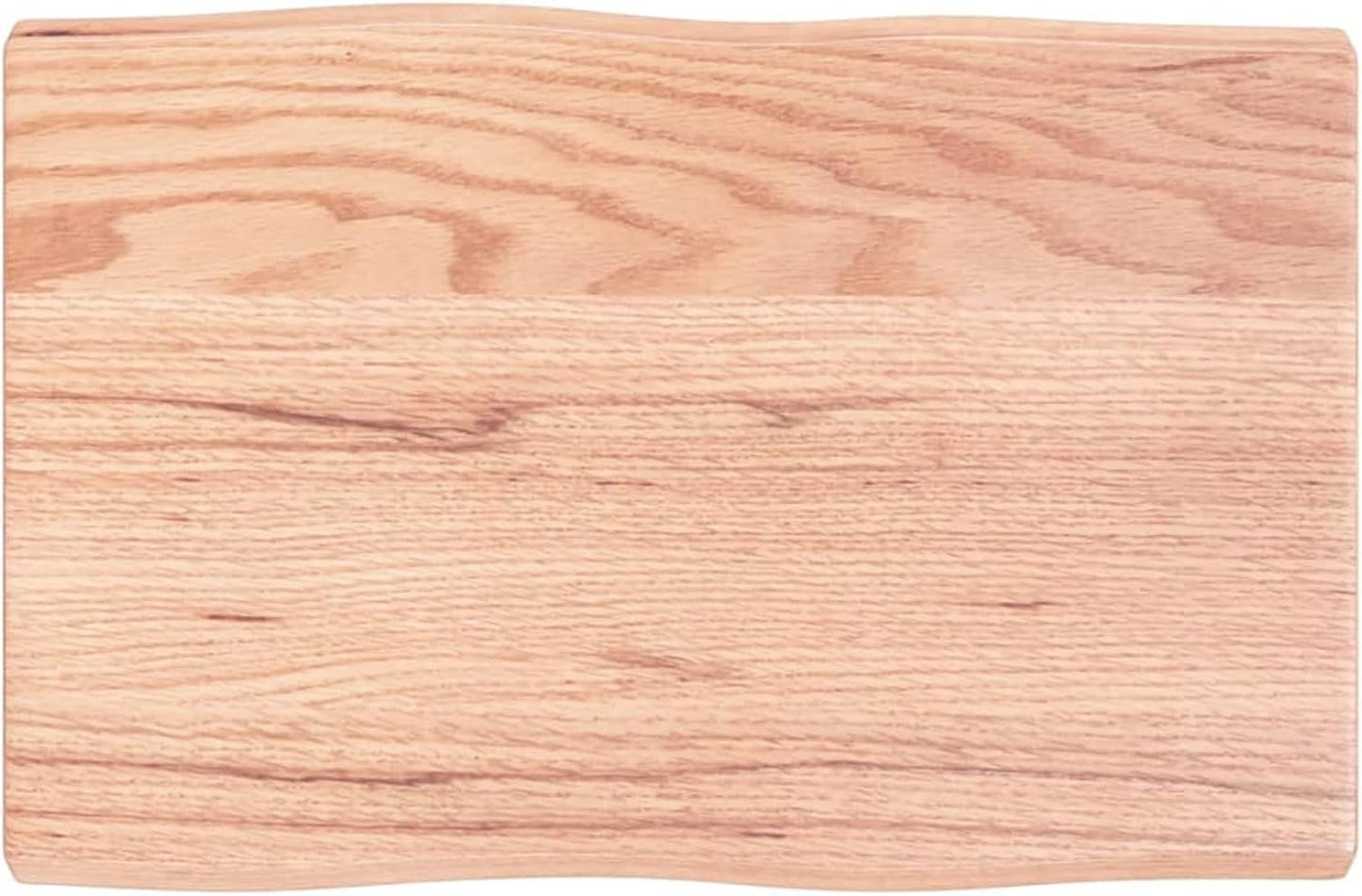 Light Brown Oak Wood Tabletop, 60 x 40 x 4 cm, Solid Treated Wood, Live Edge Design, Replacement Top for Kitchen Coffee Table, Dining Table, Desk Surface