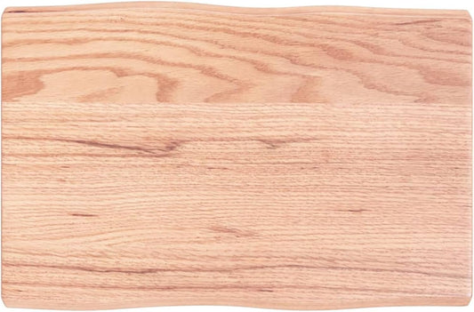 Light Brown Oak Wood Tabletop, 60 x 40 x 4 cm, Solid Treated Wood, Live Edge Design, Replacement Top for Kitchen Coffee Table, Dining Table, Desk Surface