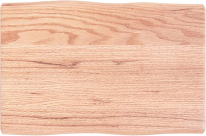 Light Brown Oak Wood Tabletop, 60x40x4 cm, Solid Treated Surface, Live Edge Design, Replacement for Kitchen Coffee Table, Dining Table, Desk Top, Countertop