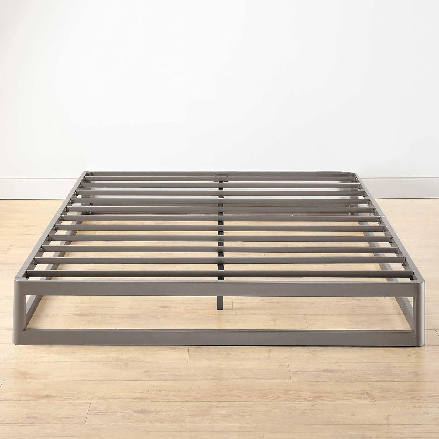 Zinus Metal Queen Bed Frame 22cm Grey Gunmetal Bedframe Base, 5Yrs Warranty, Steel Slat Mattress Support, Bedroom Furniture