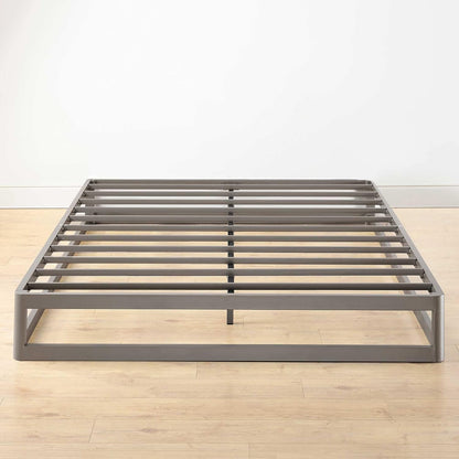 Zinus Metal Queen Bed Frame 22cm Grey Gunmetal Bedframe Base, 5Yrs Warranty, Steel Slat Mattress Support, Bedroom Furniture