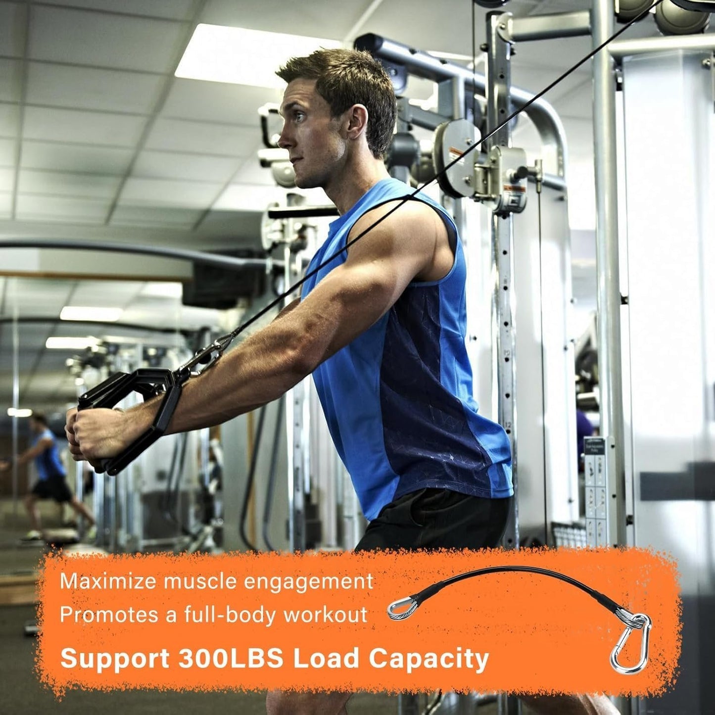 39" Gym Cable Extension Fitness Extension Rope Attachment Compatible with Bowflex and More Home Gym Accessories, for LAT/Tricep Pull Down and Leg Extensions Machine