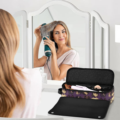 FRODOTGV Borsa da viaggio per attrezzi da viaggio con simpatico cane da pastore viola e tappetino resistente al calore, custodia da viaggio portatile per strumenti caldi e accessori per la cura dei