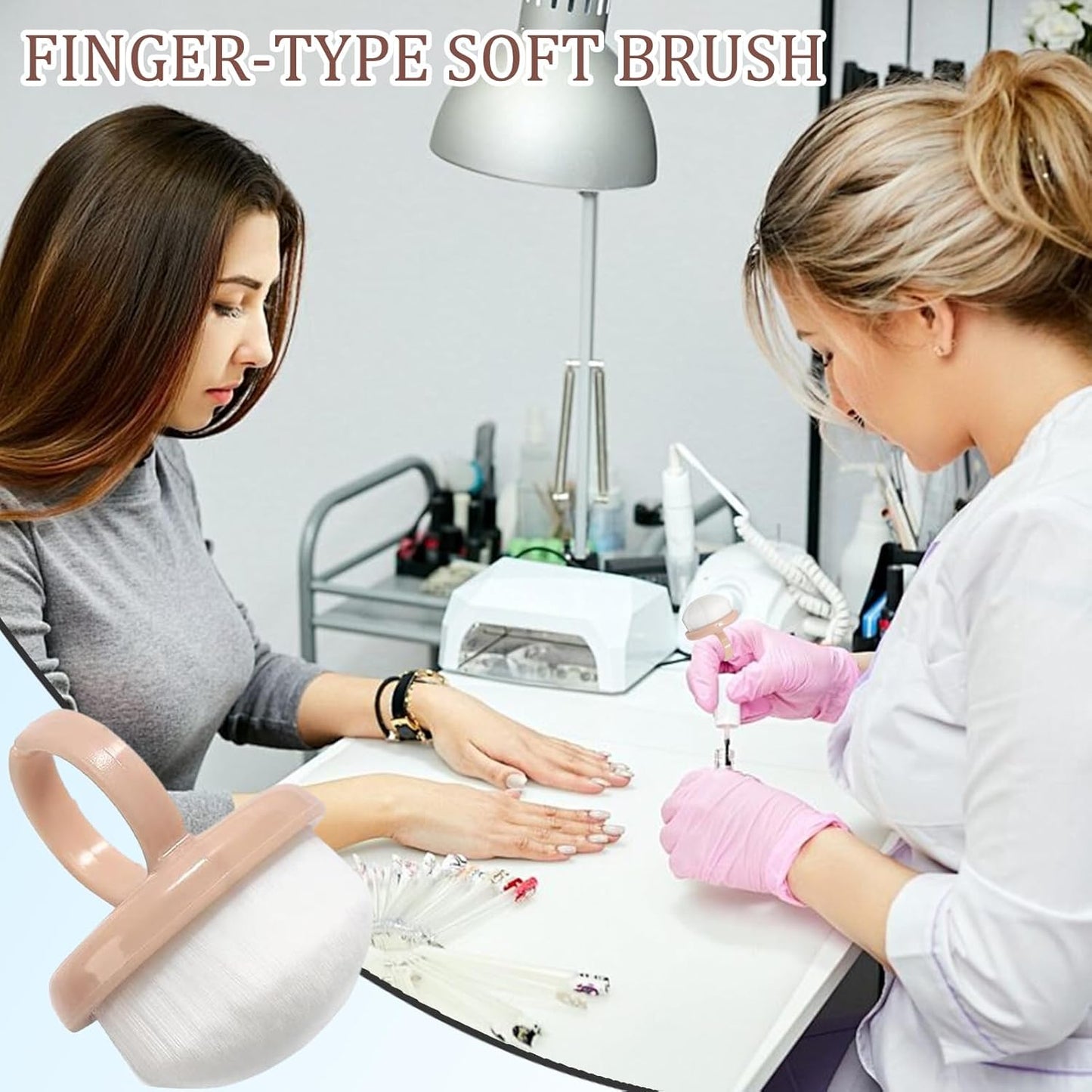 Ring Dust Brush, Finger Cleaning Brush, Soft Bristle Manicure Duster Tools, Convenient for Home Salon Indoor Travel Grooming, Easy Cleanup, Nail and Toenail Care, 1.3x1x3x1.6 in