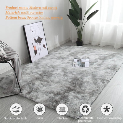 Area Rugs 4'x5'3" Soft Fluffy Non-Slip Washable Carpet for Bedrooms, Living Room, Boys/Girls Room, Playroom Non-Slip, Grey
