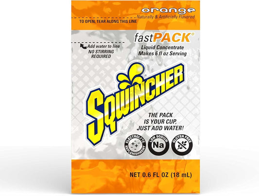 Sqwincher Fast-Pack Liquid Concentrate, .6-Ounce Produces 6-Ounce Drink, Orange, 50-Count