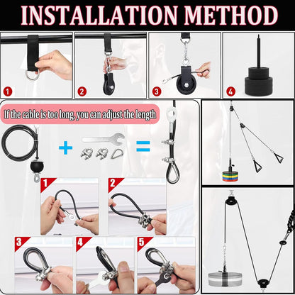 Forearm Wrist Trainer Rope Cable Accessories LAT Pulley System Arm Strength Training for LAT Pulldowns
