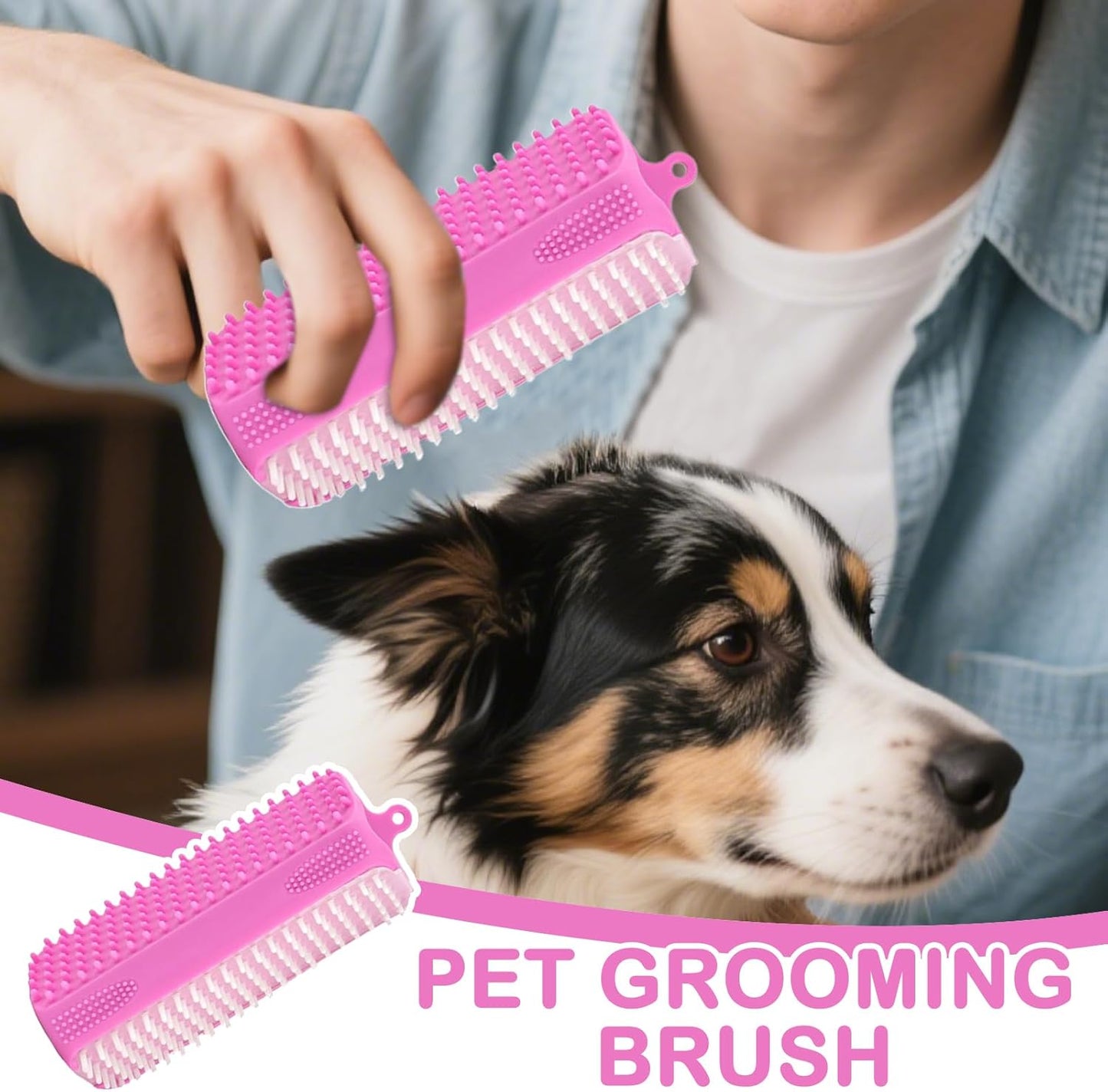 Dog Bath Brush, Silicone Grooming, Deep Cleaning Gentle Soft Tool, Small Medium Breeds Puppy Cat Brush for Indoor Use Home Pet Care Bathing Supplies, 5.12x1.77x1.77 Inches