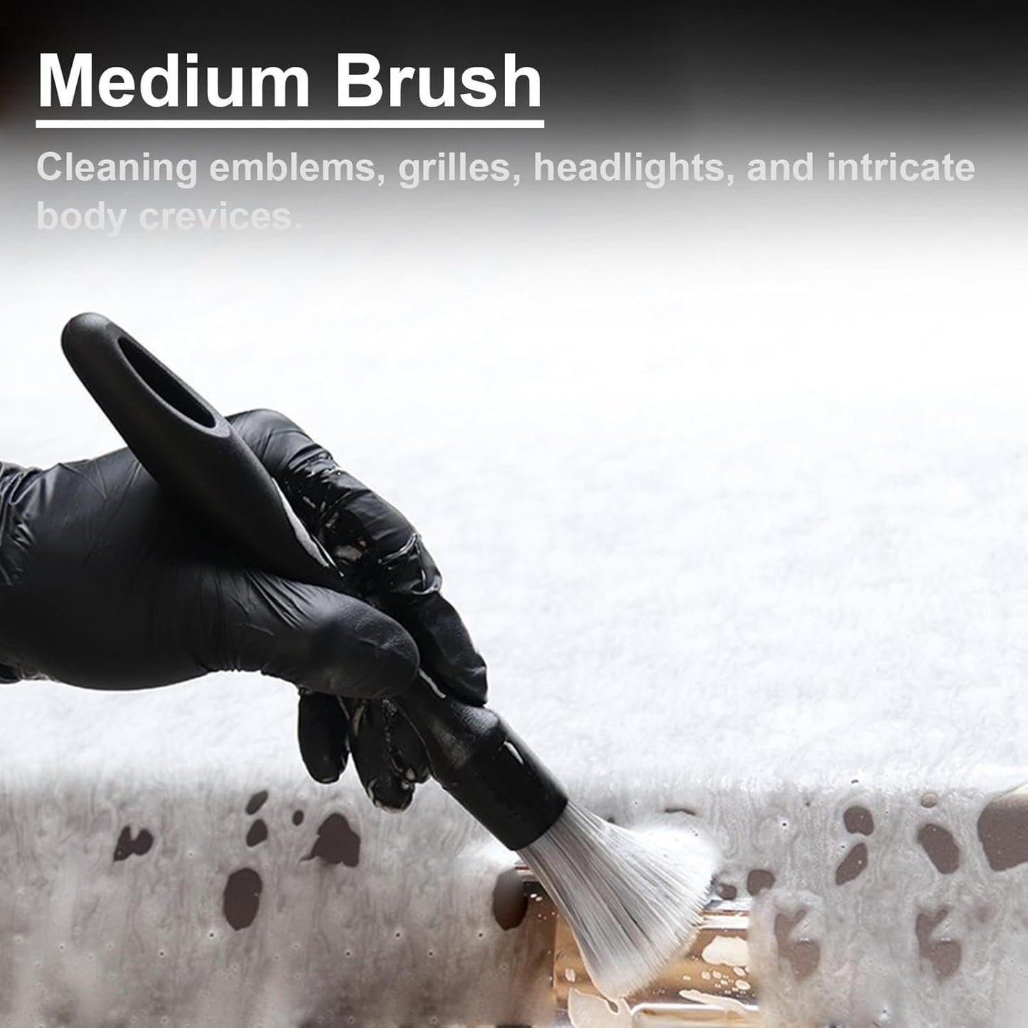 4 PCS Car Detailing Brush Set for Cleaning Interior or Exterior, Boars Bristle Detailing Brushes, Dusting Cleaning Supplies, Tool for Emblem, Air Vents, Wheels, Leather Upholstery Seat