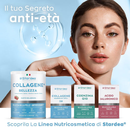 STARDEA Collagen + Beauty | Hydrolyzed Marine Collagen Type 1 with Hyaluronic Acid and Biotin | Hydration, Anti-ageing Skin Tone, Skin and Hair Flavour Pomegranate Powder 275 g
