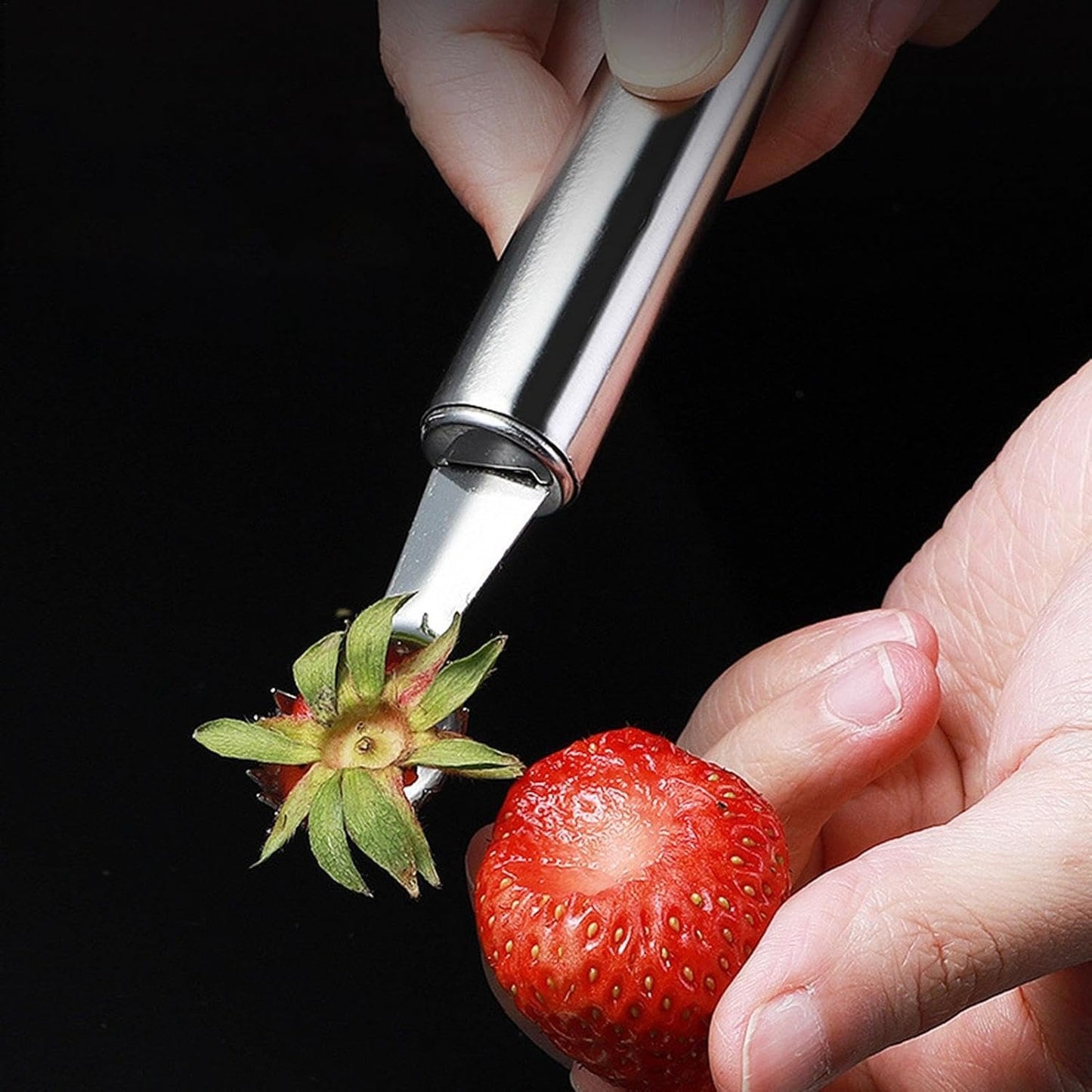 Strawberry Stem Remover Tool â€“ Stainless Steel Tomato Corer & Vegetable Fruit Stem Remover, Portable Kitchen Gadget | Easy-to-Use Remover for Fresh Produce, Ideal for Quick Food Prep