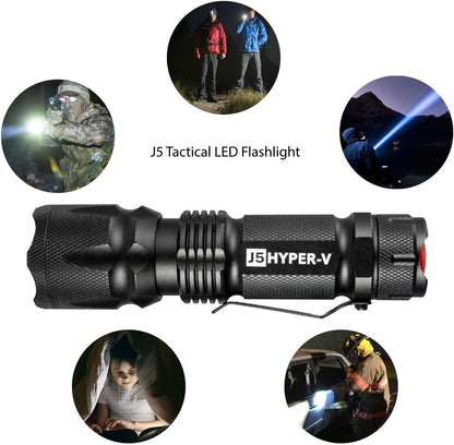 J5 Tactical - Hyper V Ultra Bright Tactical Flashlight Bright - Black