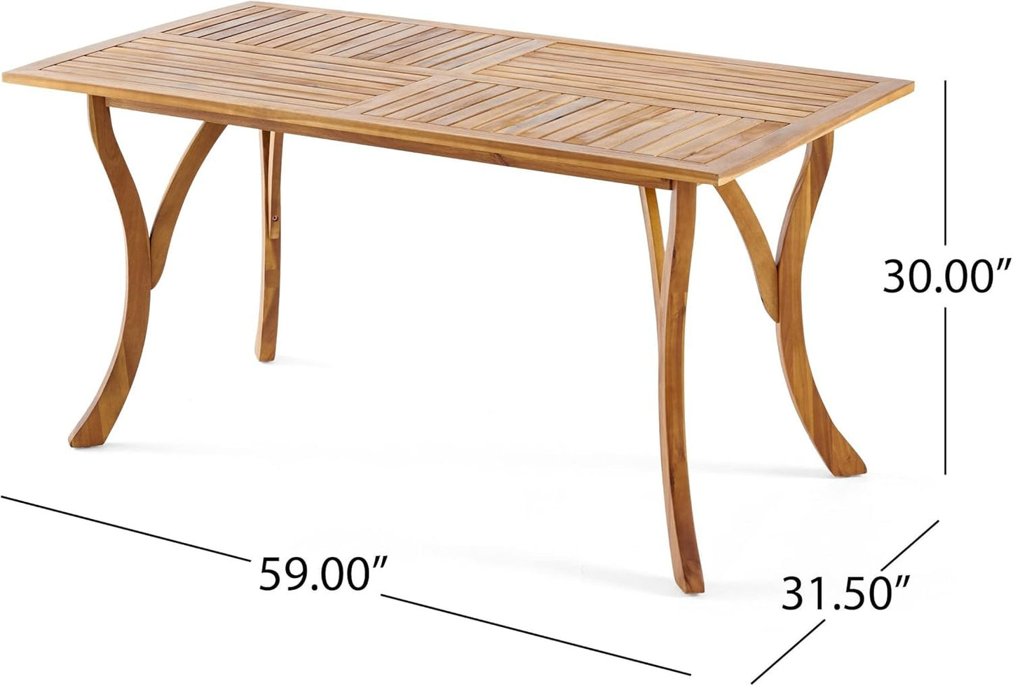 Great Deal Furniture 298194 Hestia Teak Finish Acacia Wood Rectangular Dining Table, Natural Staine