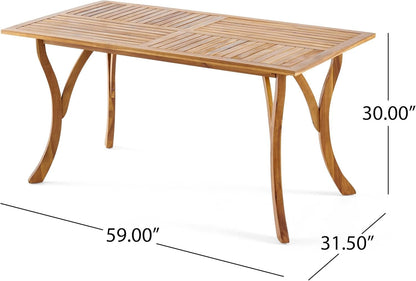 Great Deal Furniture 298194 Hestia Teak Finish Acacia Wood Rectangular Dining Table, Natural Staine