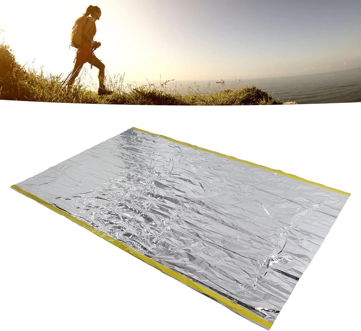 Emergency Space Blankets, Emergency Tent Reusable Foldable Lightweight PET Aluminum Film Thermal Blanket Survival Shelter for Hiking Camping