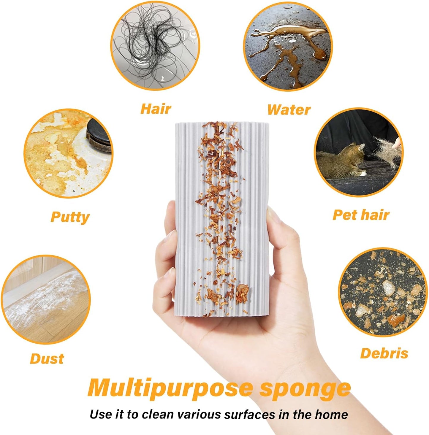 2-Pack Damp Clean Duster Sponge, Magic Cleaning Sponge Baseboard Cleaner Duster Sponge Tool, Dusters for Cleaning Baseboards, Vents, Mirrors, Ceiling Fan & Cobweb, No Dust Flying and Spreading…