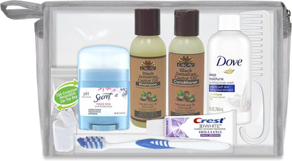 Convenience Kits International Women’s Deluxe 10 PC Kit Featuring: OKAY Black Jamaican Castor Oil Hair, Body, Oral Care, Travel-Size Travel Essentials