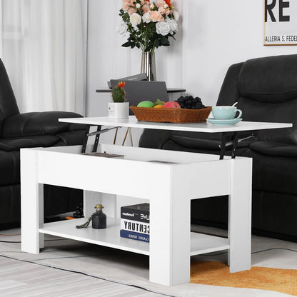 Ruesleag Lift Top Coffee Table w/Hidden Compartment and Storage Shelf,Retro Wooden Lift Tabletop Dining Table Multifunctional Wood Working Table for Living Room Office Reception Room,39.5in L,Black