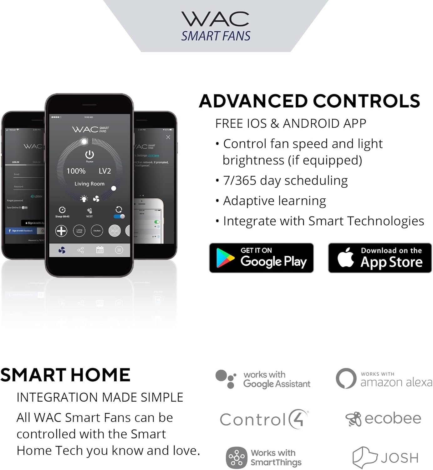 WAC Lighting Malibu Indoor and Outdoor 3-Blade Smart Home Ceiling Fan 70in Matte Black Dark Walnut with Remote Control works with Alexa and iOS or Android App