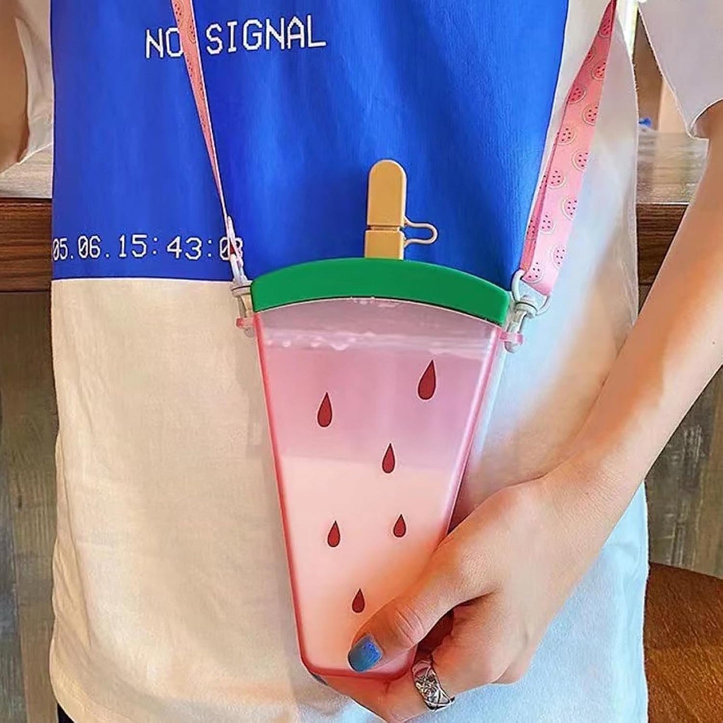 Cute Water Bottle with Straw Ice Cream Watermelon Drink Bottle Leakproof Drinking Cup for Adult Kids Water Bottles for Girls